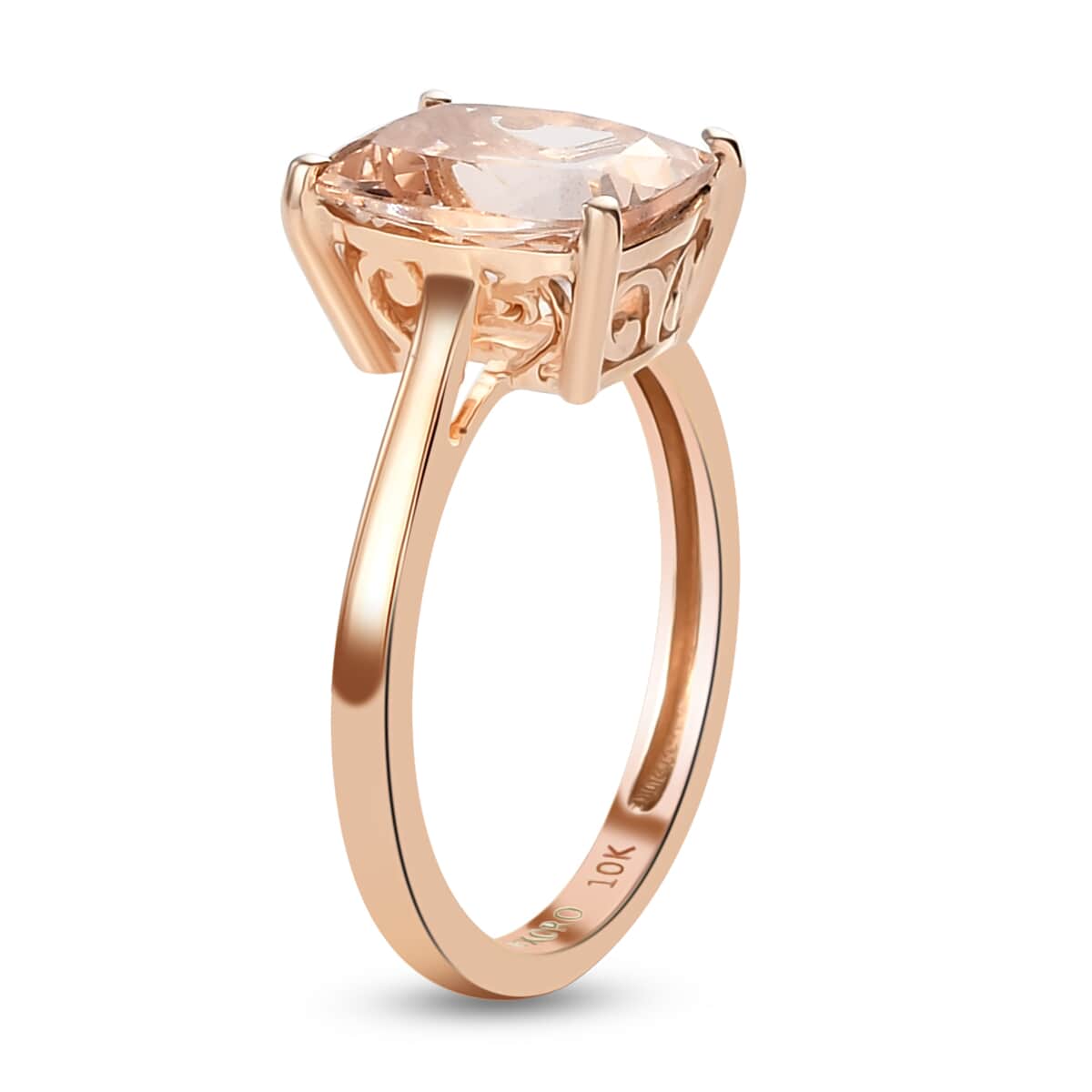 LUXORO 10K Rose Gold AAA Marropino Morganite Solitaire Ring (Size 10.0) 2.15 Grams 2.60 ctw image number 3