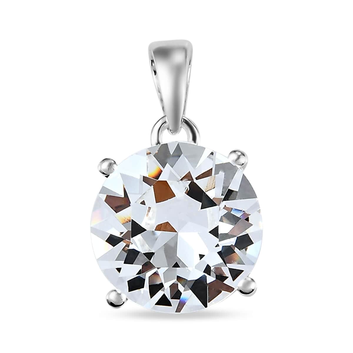 White Crystal Pendant in Sterling Silver| Solitaire Silver Pendant image number 0