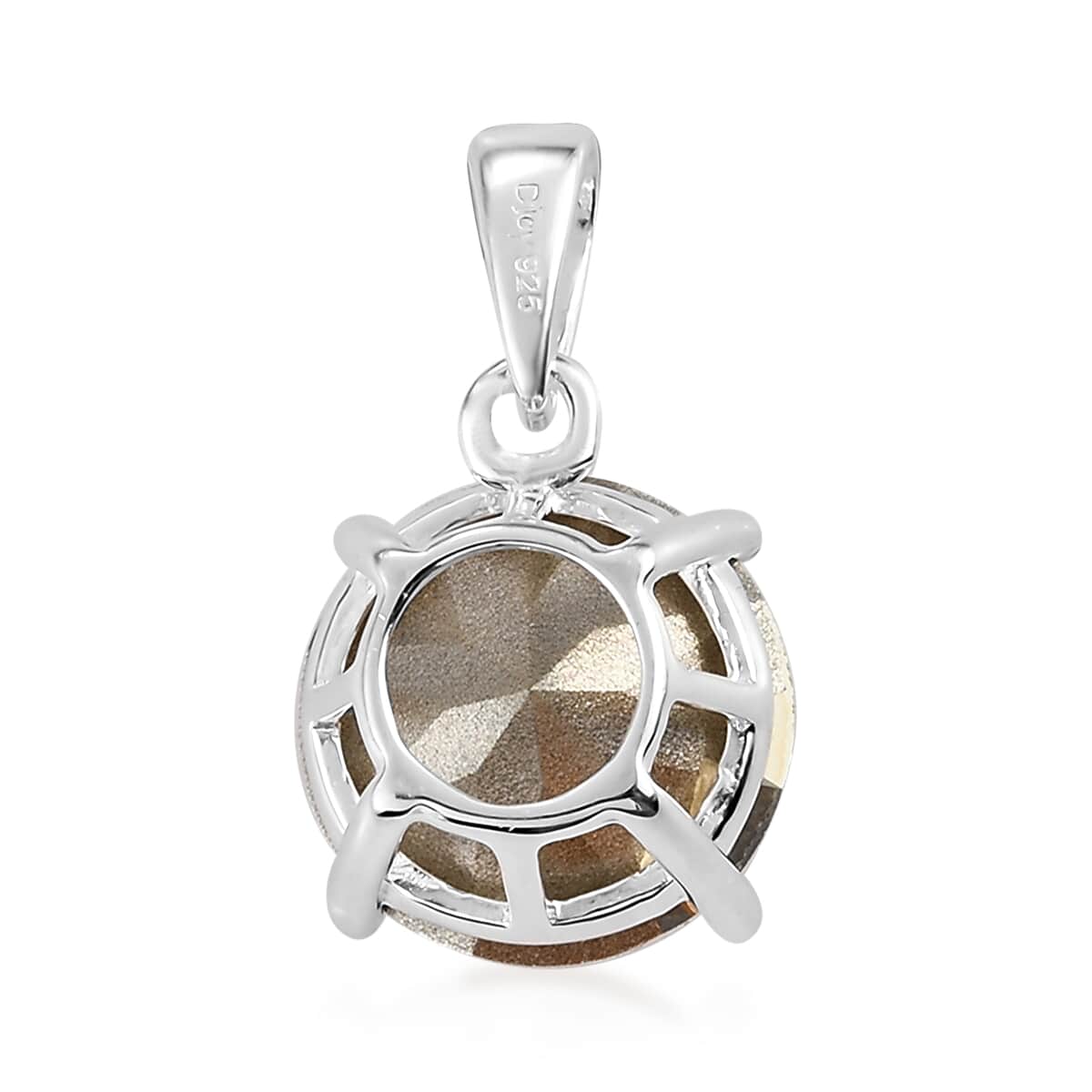 White Crystal Pendant in Sterling Silver| Solitaire Silver Pendant image number 3