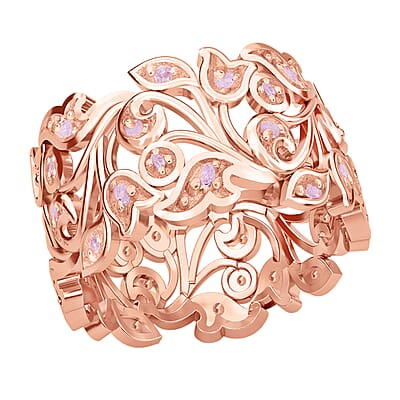 D'Joy Uncut Natural Pink Diamond 0.25 ctw Vine Ring in Vermeil Rose Gold Over Sterling Silver (Size 10.0)