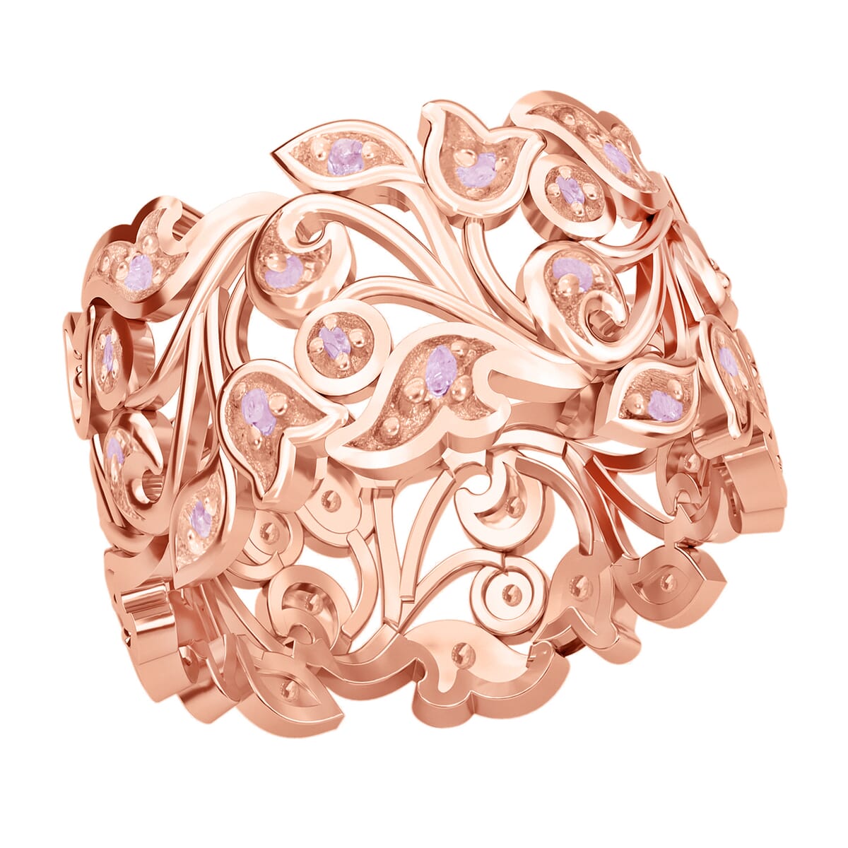 Uncut Natural Pink Diamond 0.25 ctw Vine Ring in Vermeil Rose Gold Over Sterling Silver (Size 6.0) image number 4
