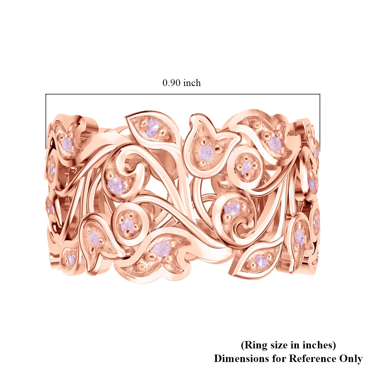 Uncut Natural Pink Diamond 0.25 ctw Vine Ring in Vermeil Rose Gold Over Sterling Silver (Size 6.0) image number 5