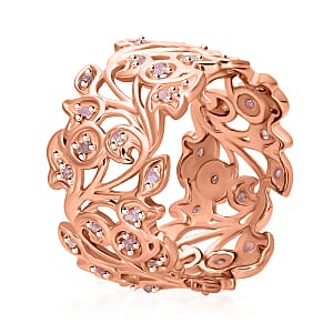 D'Joy Uncut Natural Pink Diamond 0.25 ctw Vine Ring in Vermeil Rose Gold Over Sterling Silver (Size 7.0)