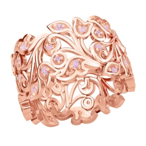 Uncut Natural Pink Diamond 0.25 ctw Vine Ring in Vermeil Rose Gold Over Sterling Silver (Size 8.0)