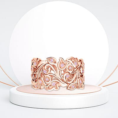 D'Joy Uncut Natural Pink Diamond 0.25 ctw Vine Ring in Vermeil Rose Gold Over Sterling Silver (Size 8.0)