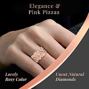 D'Joy Uncut Natural Pink Diamond 0.25 ctw Vine Ring in Vermeil Rose Gold Over Sterling Silver (Size 8.0)