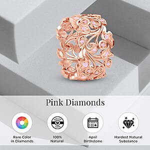 D'Joy Uncut Natural Pink Diamond 0.25 ctw Vine Ring in Vermeil Rose Gold Over Sterling Silver (Size 8.0)