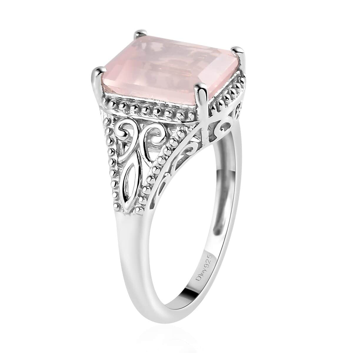 Galilea Rose Quartz 3.40 ctw Solitaire Ring in Platinum Over Sterling Silver (Size 7.0) image number 5