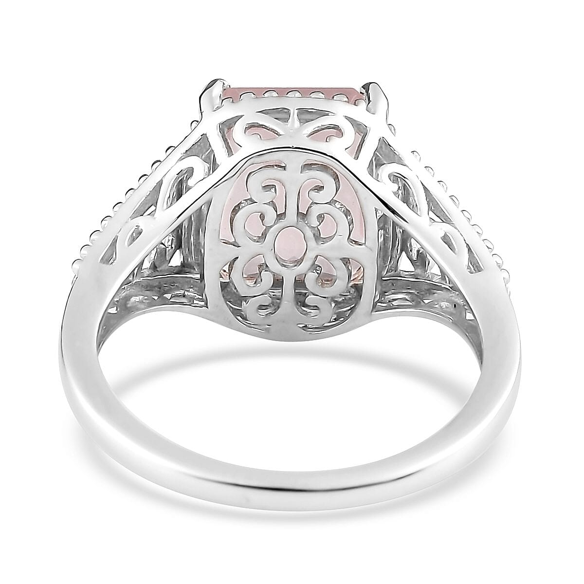 D'Joy Galilea Rose Quartz 3.40 ctw Solitaire Ring in Platinum Over Sterling Silver (Size 7.0)