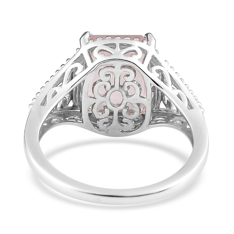 D'Joy Galilea Rose Quartz 3.40 ctw Solitaire Ring in Platinum Over Sterling Silver (Size 7.0)