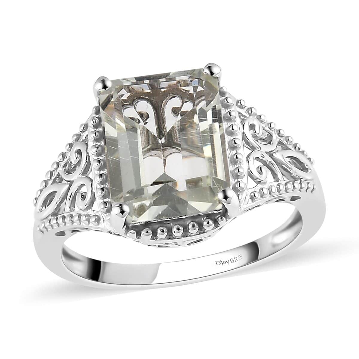 Montezuma Prasiolite Solitaire Ring in Platinum Over Sterling Silver (Size 6.0) 3.25 ctw image number 0