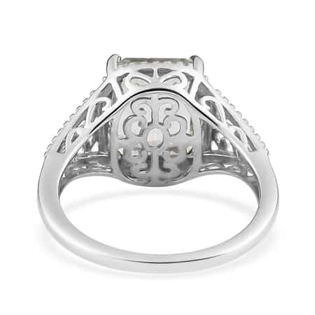 Montezuma Prasiolite Solitaire Ring in Platinum Over Sterling Silver (Size 6.0) 3.25 ctw image number 6