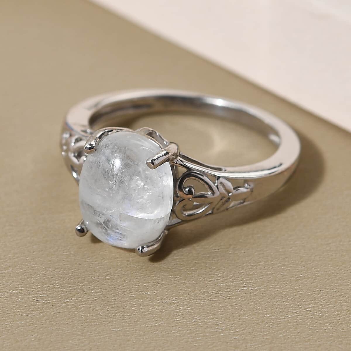 Kuisa Rainbow Moonstone Ring in Platinum Over Sterling Silver (Size 6.0) 2.80 ctw image number 4