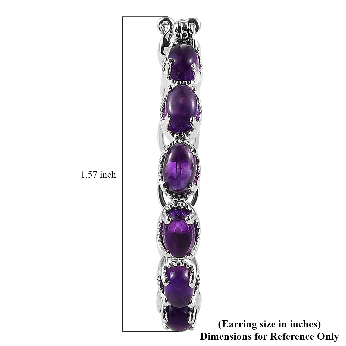 Karis Amethyst Hoop Earrings in Platinum Bond and Stainless Steel 6.10 ctw