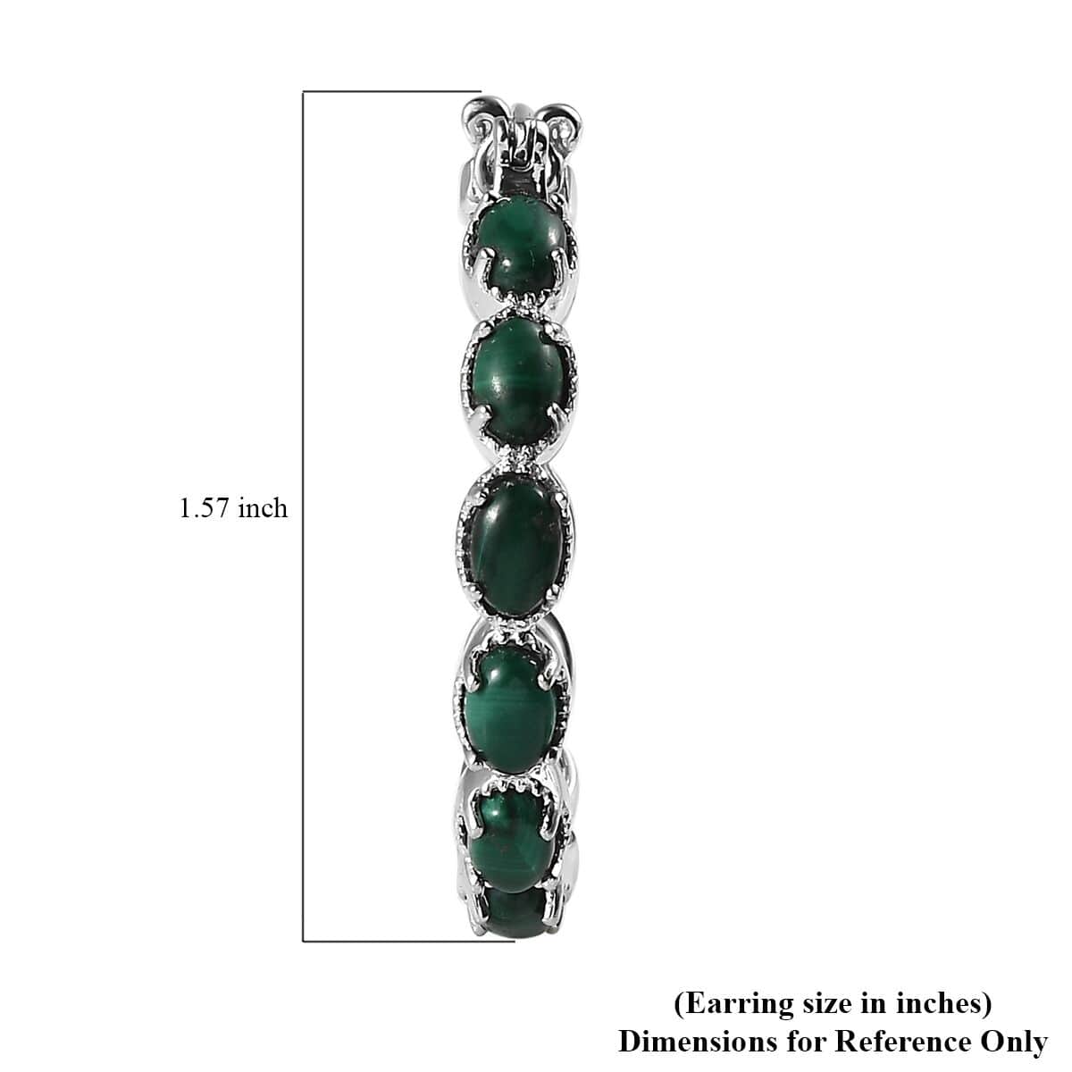 Karis African Malachite 8.50 ctw Earrings in Platinum Bond and Stainless Steel image number 4