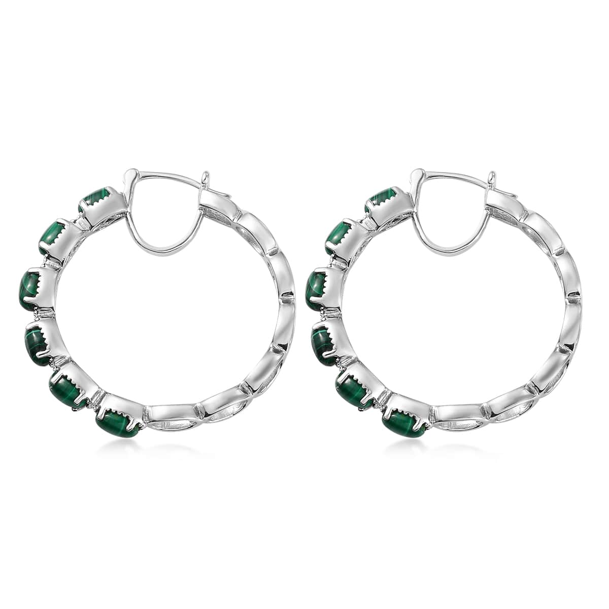 Karis African Malachite 8.50 ctw Earrings in Platinum Bond and Stainless Steel image number 5