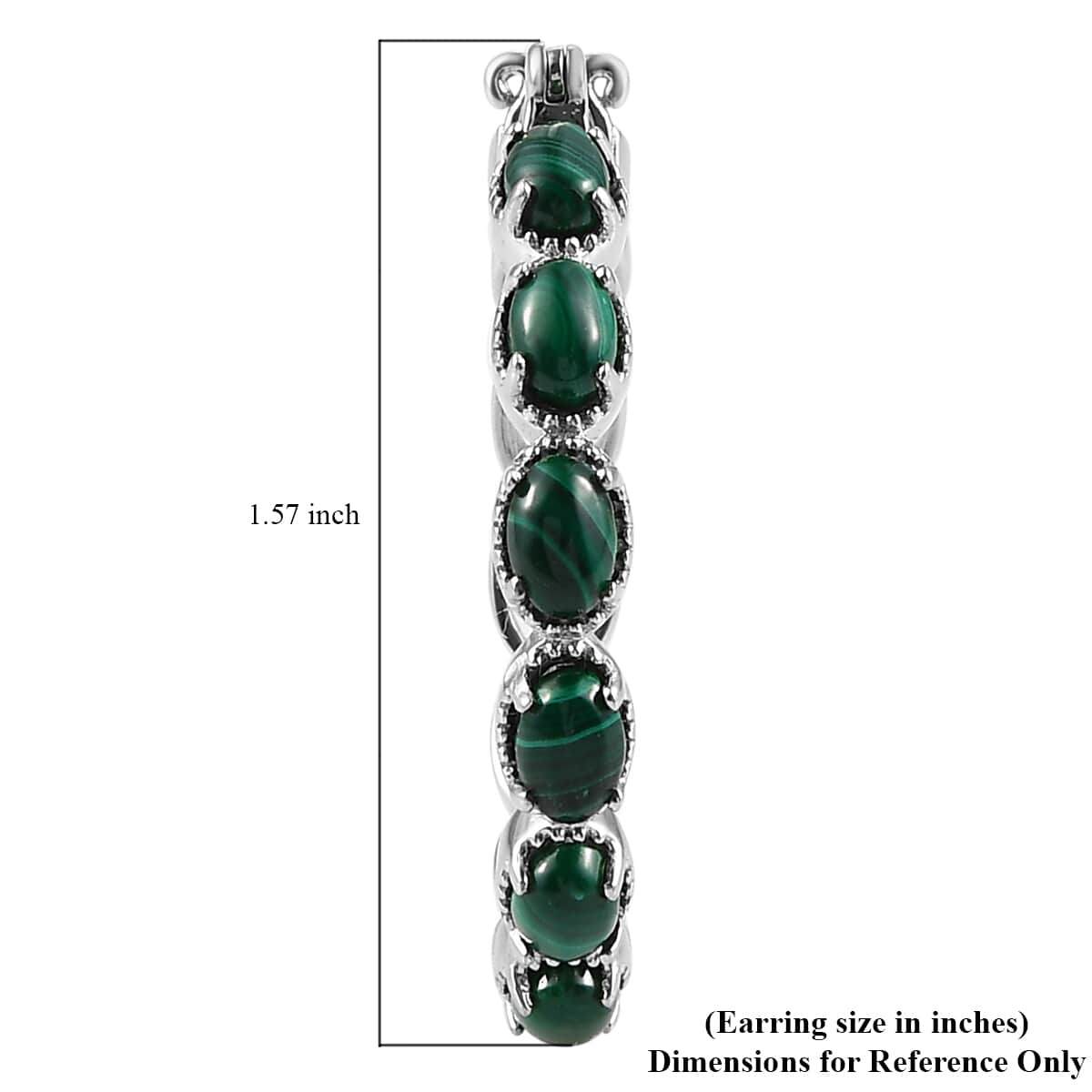 Karis African Malachite 8.50 ctw Earrings in Platinum Bond and Stainless Steel image number 6