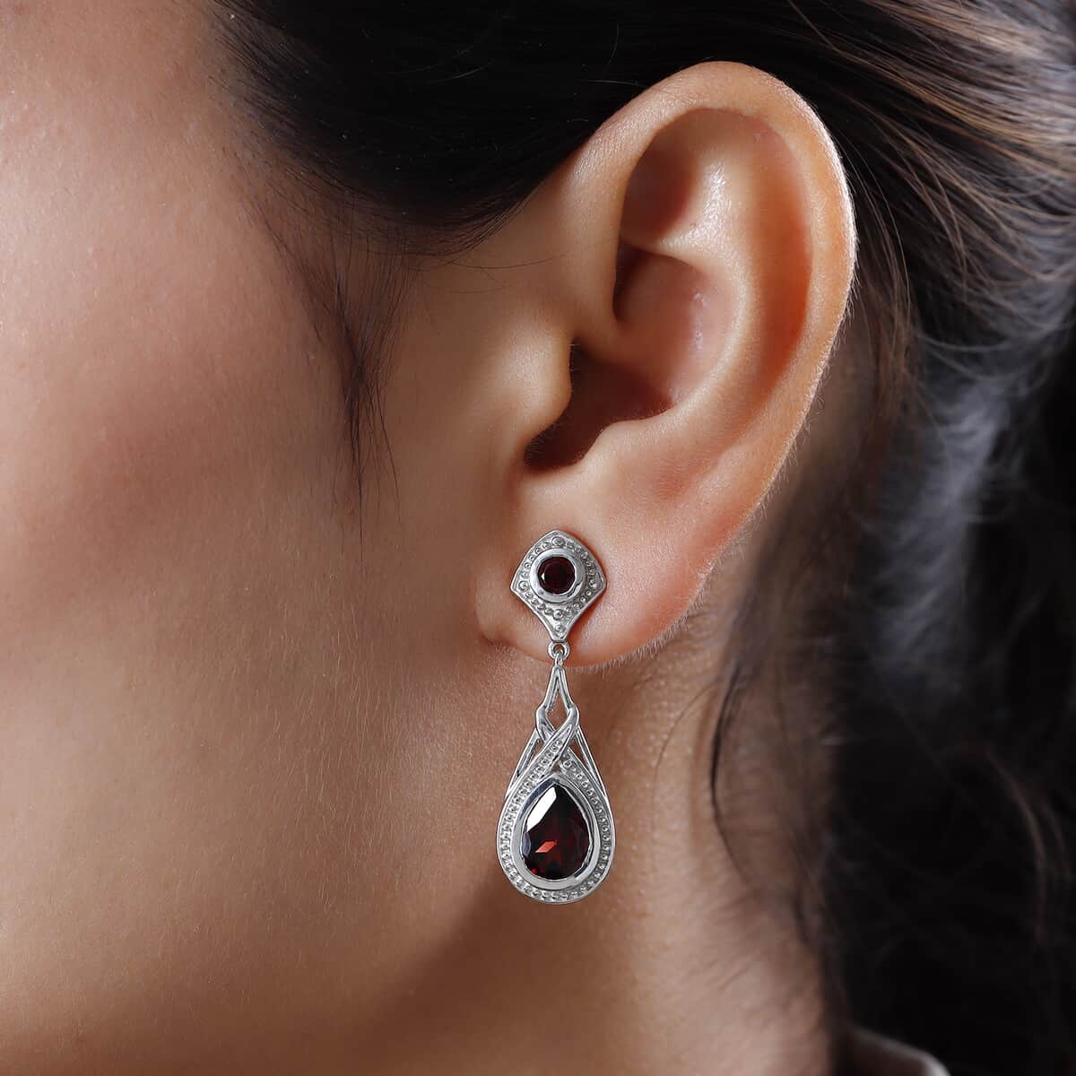 KARIS Rainbow Moonstone Dangling Earrings in Platinum Bond 4.90 ctw image number 1