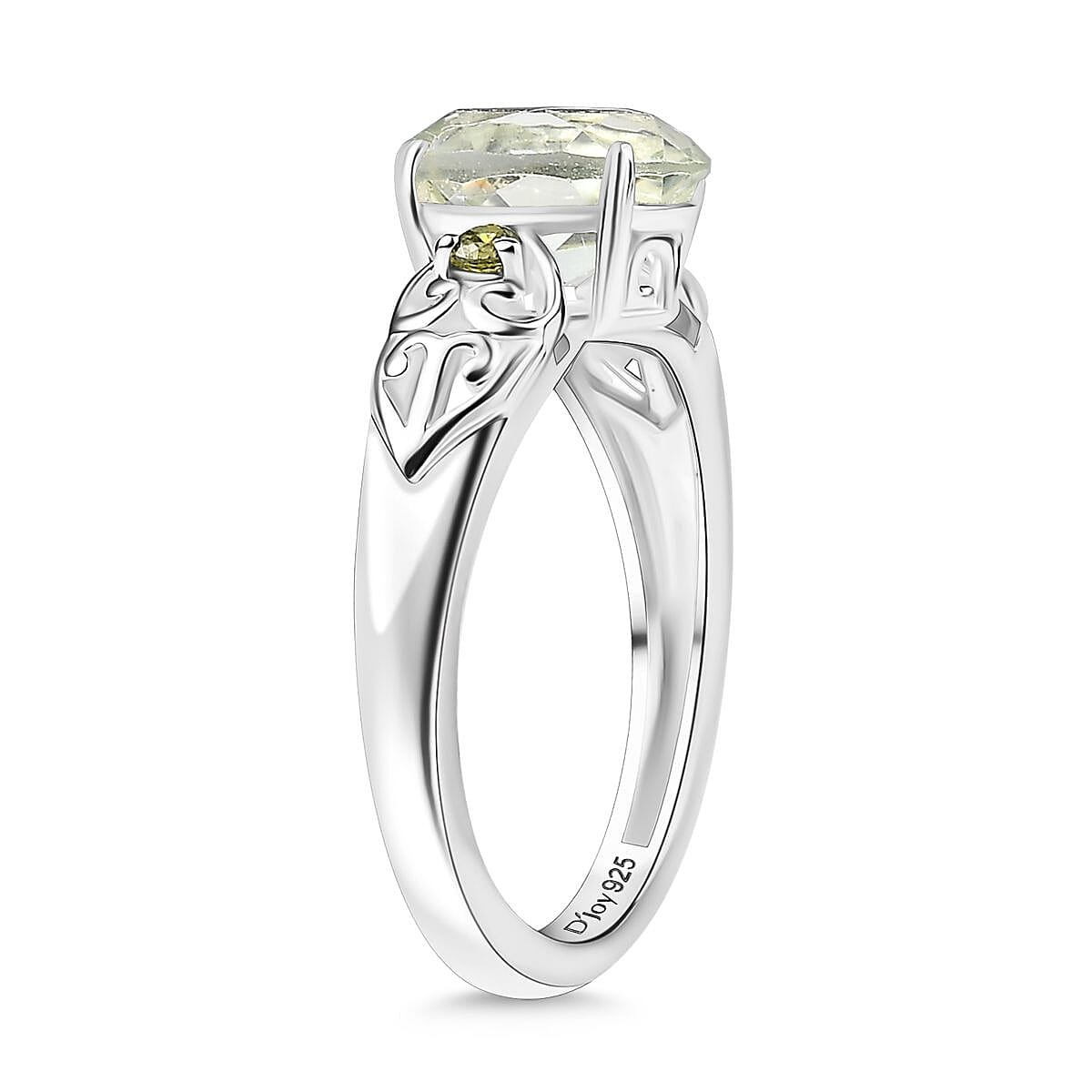 D'Joy Montezuma Prasiolite and Simulated Peridot 1.90 ctw Diamond Ring in Sterling Silver (Size 10.0)