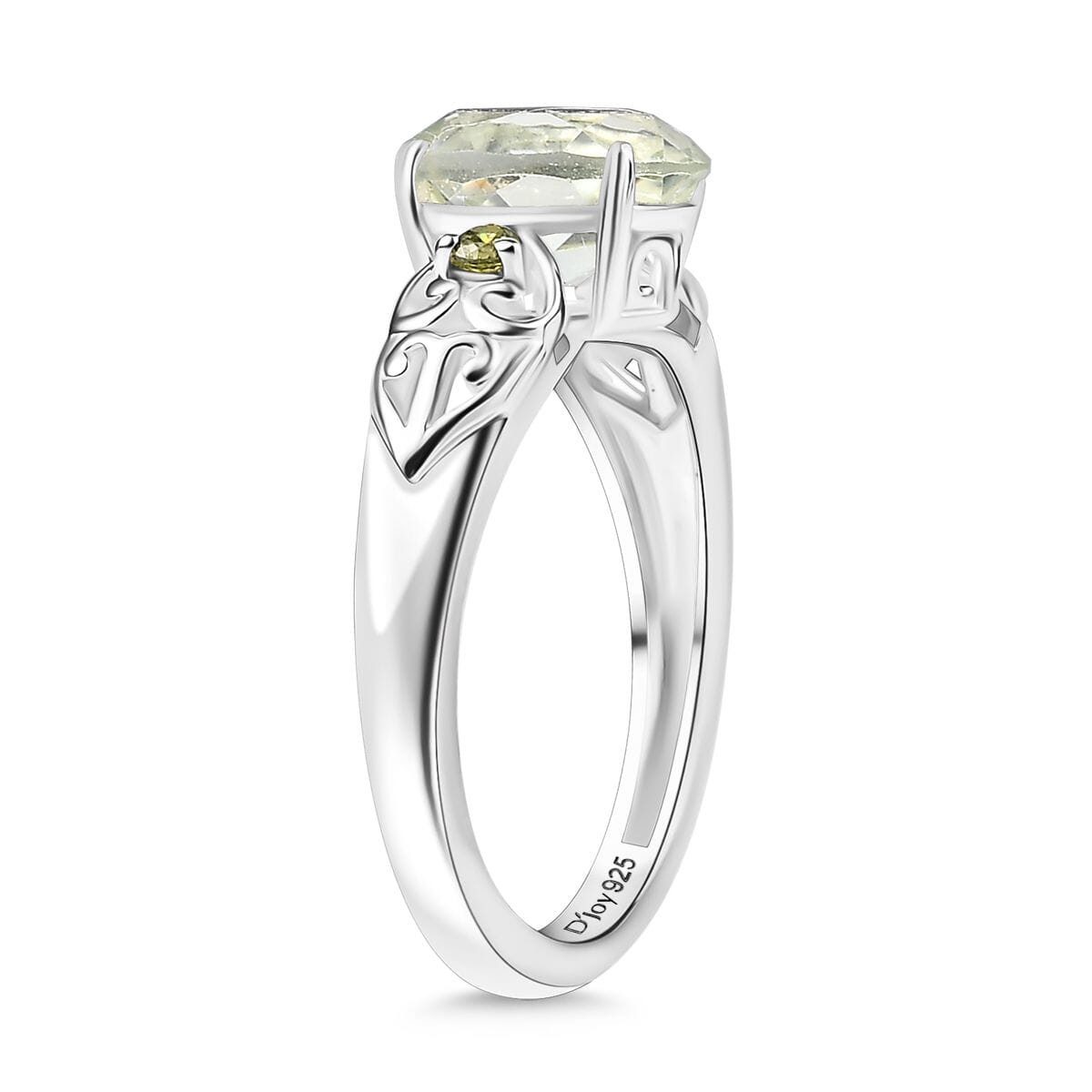 D'Joy Montezuma Prasiolite and Simulated Peridot 1.90 ctw Diamond Ring in Sterling Silver (Size 10.0) image number 3