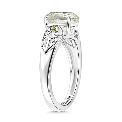D'Joy Montezuma Prasiolite and Simulated Peridot 1.90 ctw Diamond Ring in Sterling Silver (Size 10.0)