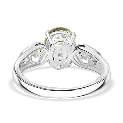 D'Joy Montezuma Prasiolite and Simulated Peridot 1.90 ctw Diamond Ring in Sterling Silver (Size 10.0)