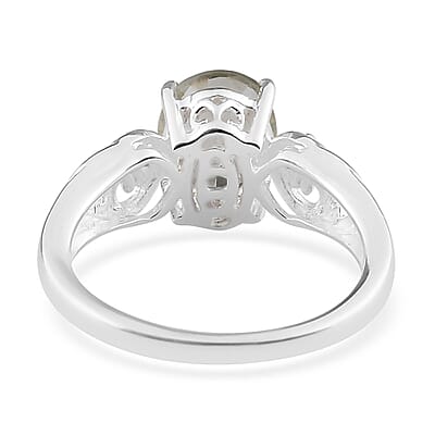 D'Joy Montezuma Prasiolite and Simulated Peridot 1.90 ctw Diamond Ring in Sterling Silver (Size 10.0)