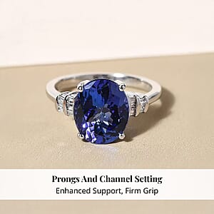 Rhapsody 950 Platinum AAAA Tanzanite and E-F VS Diamond Ring (Size 10.0) 4.85 Grams 4.00 ctw