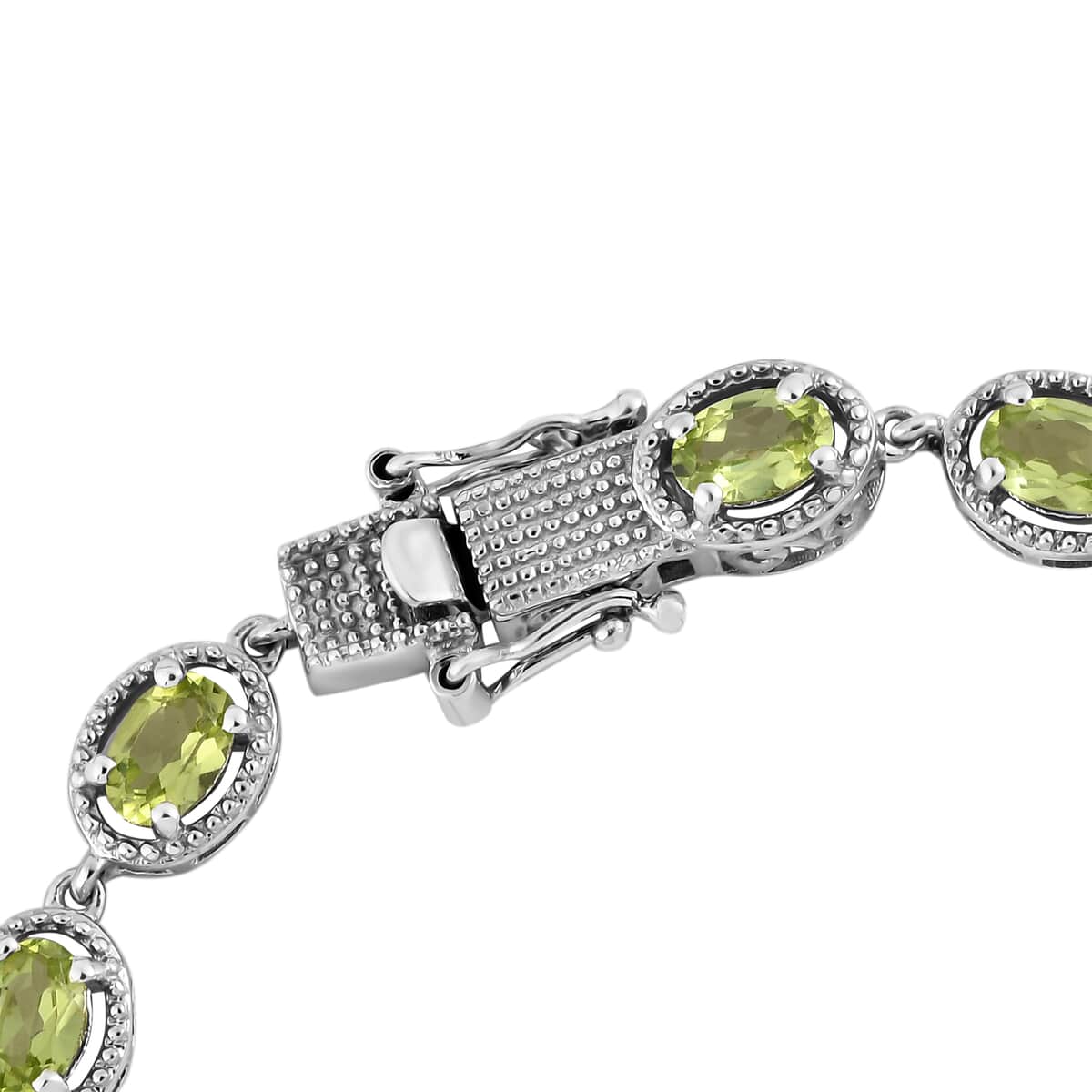 Peridot Bracelet in Platinum Over Sterling Silver (7.25 In) 11.15 Grams 7.65 ctw image number 5