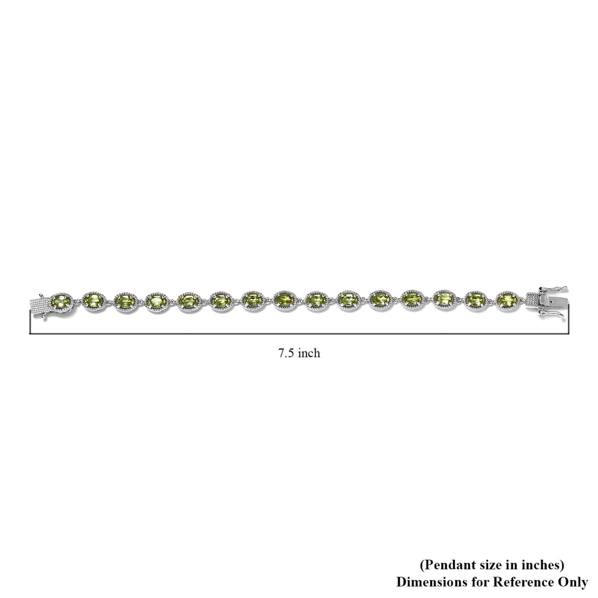 Peridot Bracelet in Platinum Over Sterling Silver (7.25 In) 11.15 Grams 7.65 ctw image number 6