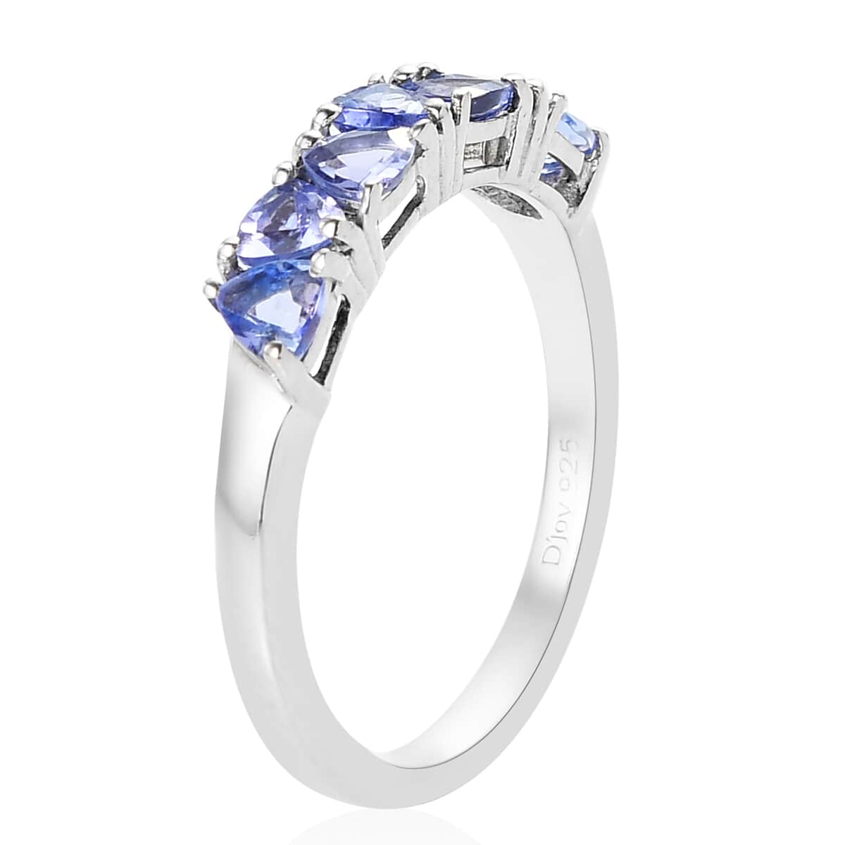 Tanzanite 7 Stone Ring in Platinum Over Sterling Silver (Size 10) 0.75 ctw image number 3