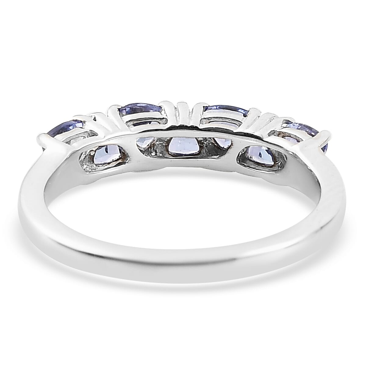 Tanzanite 7 Stone Ring in Platinum Over Sterling Silver (Size 10.0) 0.75 ctw