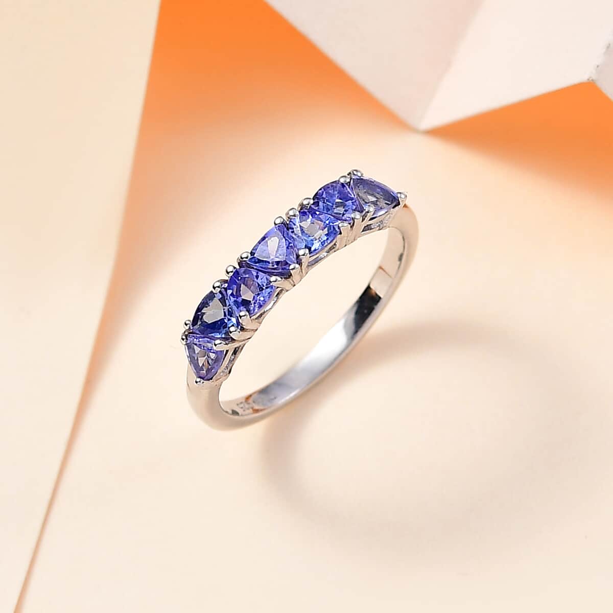 Tanzanite 7 Stone Ring in Platinum Over Sterling Silver (Size 5.0) 0.75 ctw image number 1