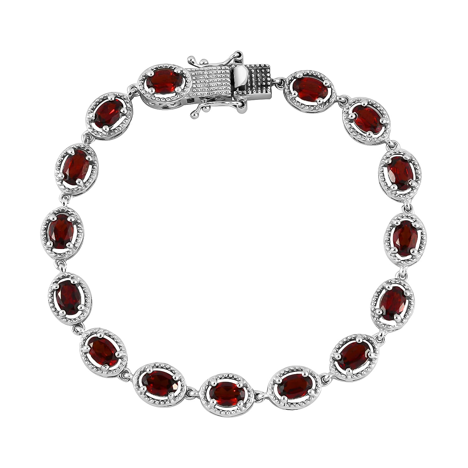 Mozambique Garnet Bracelet in Platinum Over Sterling Silver (7.25 In) 8.10 ctw