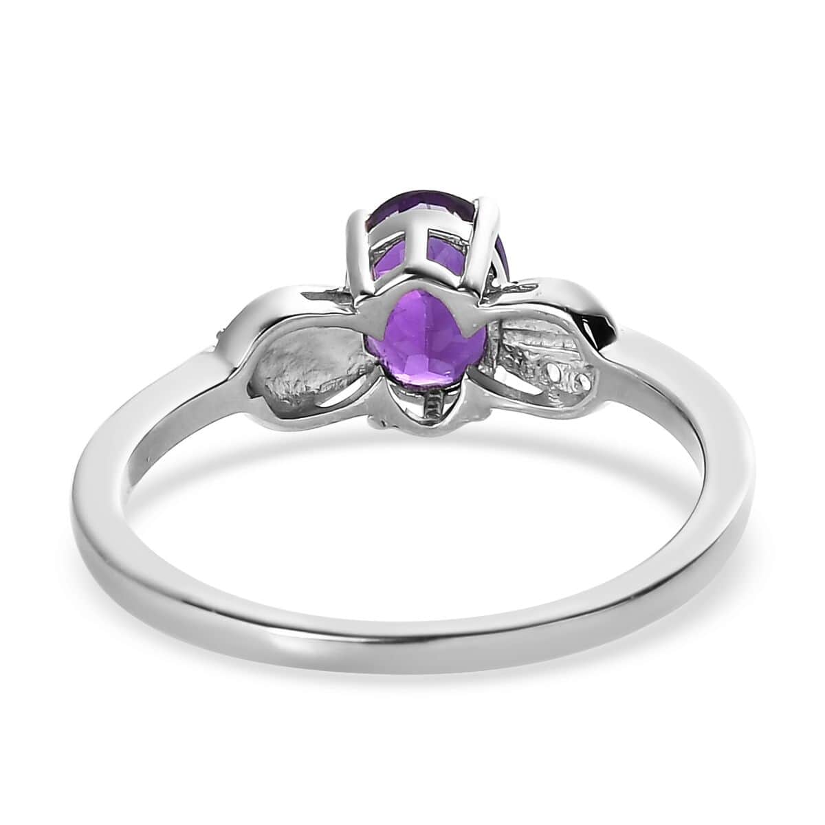 Amethyst and Natural White Zircon Ring in Platinum Over Sterling Silver (Size 9.0) 1.15 ctw image number 7