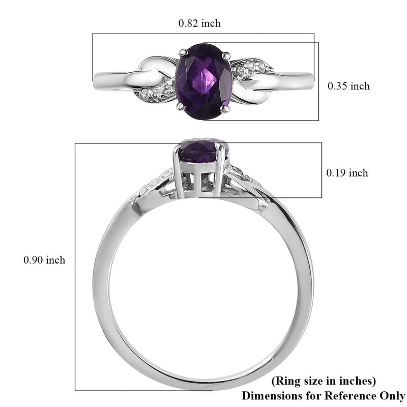 D'Joy Amethyst and White Zircon Ring in Platinum Over Sterling Silver (Size 10.0) 1.15 ctw