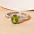 Peridot and Natural White Zircon Ring in Platinum Over Sterling Silver (Size 8.0) 1.30 ctw image number 3