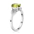 Peridot and Natural White Zircon Ring in Platinum Over Sterling Silver (Size 8.0) 1.30 ctw image number 5