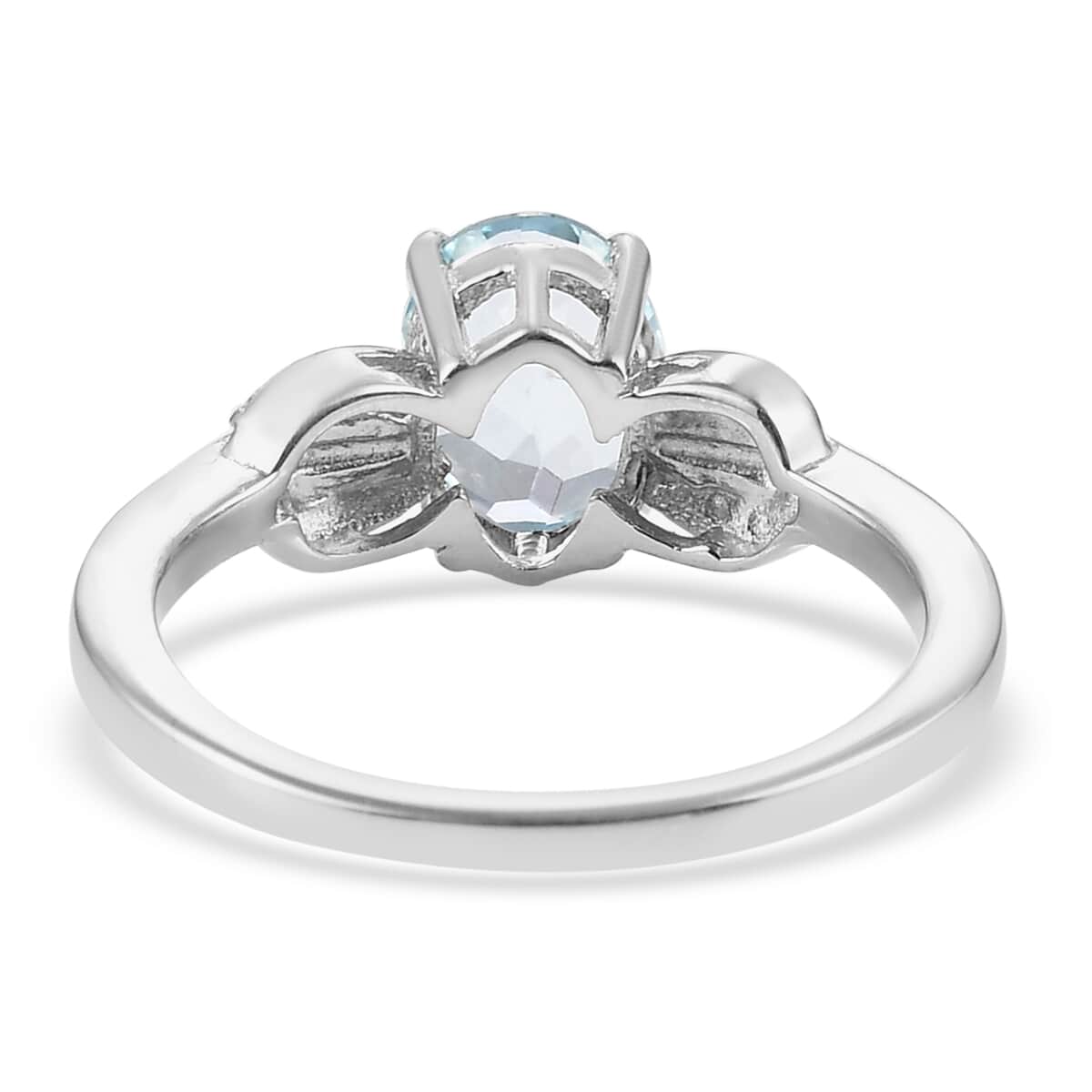 Sky Blue Topaz and Natural White Zircon Ring in Platinum Over Sterling Silver (Size 10.0) 1.50 ctw image number 6