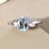 Sky Blue Topaz and Natural White Zircon Ring in Platinum Over Sterling Silver (Size 7.0) 1.50 ctw image number 3