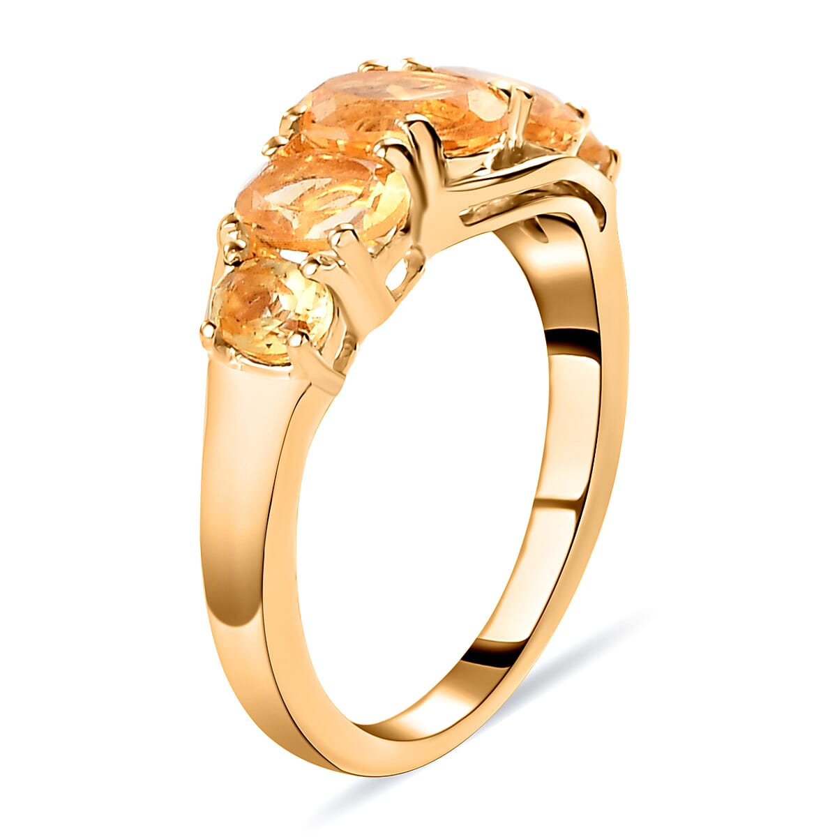 Brazilian Citrine 5 Stone Ring in Vermeil Yellow Gold Over Sterling Silver (Size 6.0) 1.85 ctw image number 5