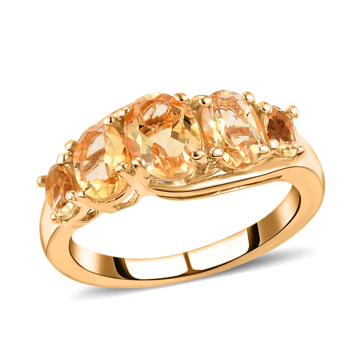 Brazilian Citrine 5 Stone Ring in Vermeil Yellow Gold Over Sterling Silver (Size 8.0) 1.85 ctw image number 0