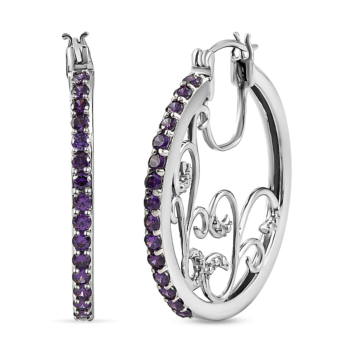 Karis Simulated Amethyst Diamond Earrings in Platinum Bond 3.35 ctw image number 0
