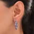 Amethyst Inside Out Hoop Earrings in Stainless Steel 3.70 ctw image number 1