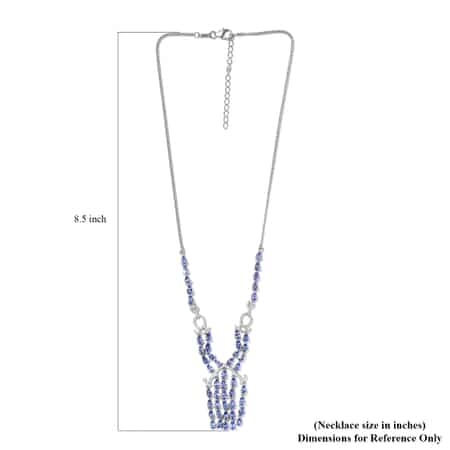 Tanzanite and Natural White Zircon Tassels Necklace 18 Inches in Platinum Over Sterling Silver 9.75 ctw image number 5