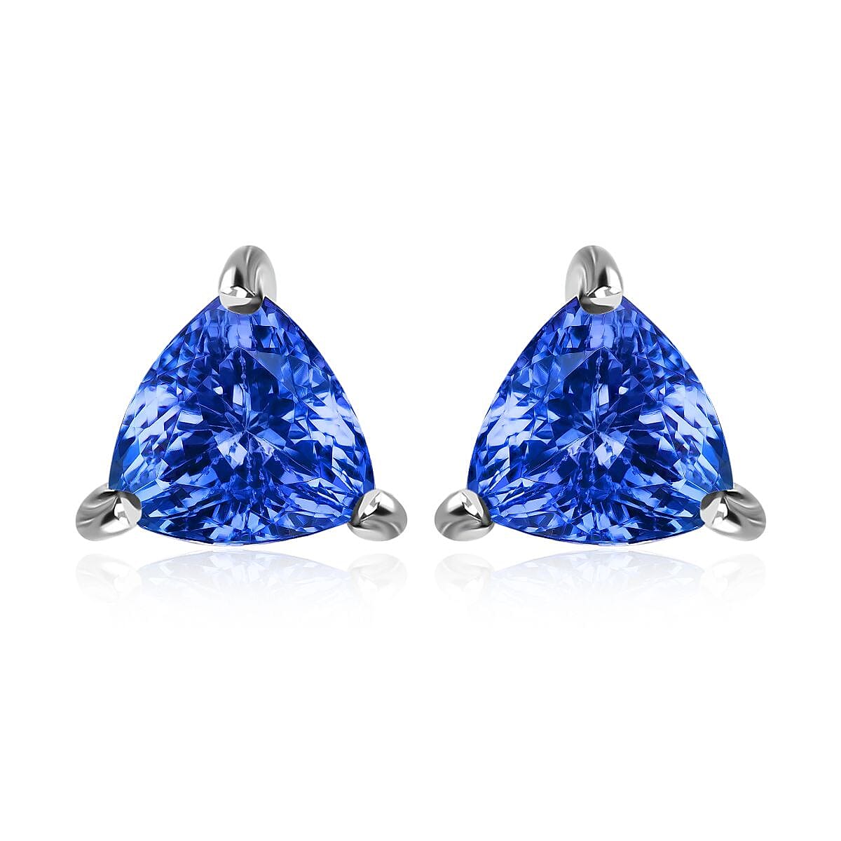 Tanzanite Solitaire Earrings in Platinum Over Sterling Silver,Gold Stud Earrings For Women,Wedding Gifts For Her 0.60 ctw