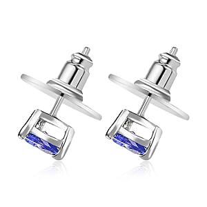 Tanzanite Solitaire Earrings in Platinum Over Sterling Silver,Gold Stud Earrings For Women,Wedding Gifts For Her 0.60 ctw