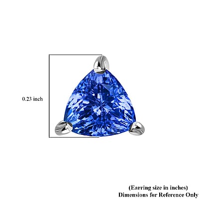 Tanzanite Solitaire Earrings in Platinum Over Sterling Silver,Gold Stud Earrings For Women,Wedding Gifts For Her 0.60 ctw