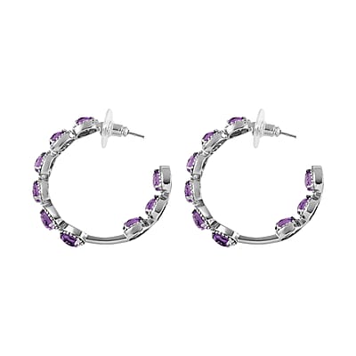 Amethyst Earrings in Stainless Steel 7.60 ctw