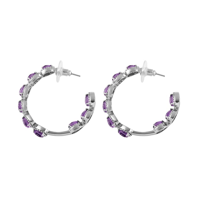 Amethyst Earrings in Stainless Steel 7.60 ctw